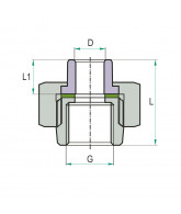 На фото Hi-Therm PP-R union coupling with female thread